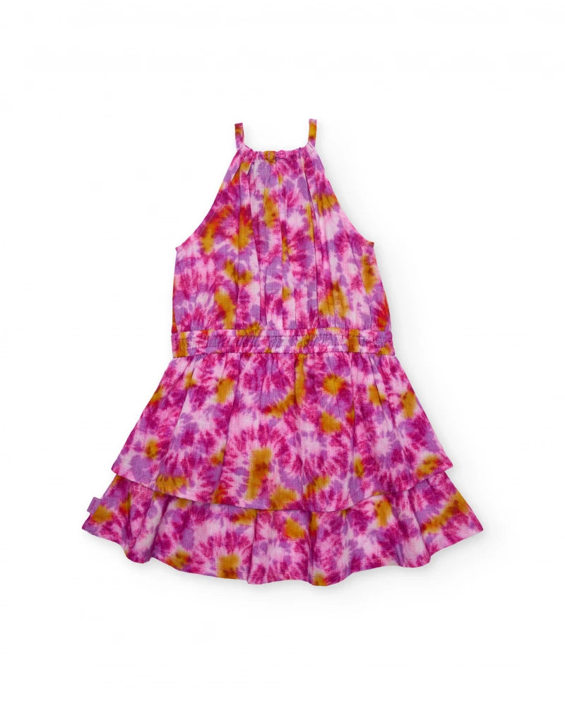 Vestito da bambina in tessuto piano con design tie-dye NATH by Tuc Tuc
