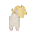 Set 2 pezzi salopette stelle panna e maglia gialla