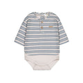 Body neonato a righe blu e bianco con bottoni