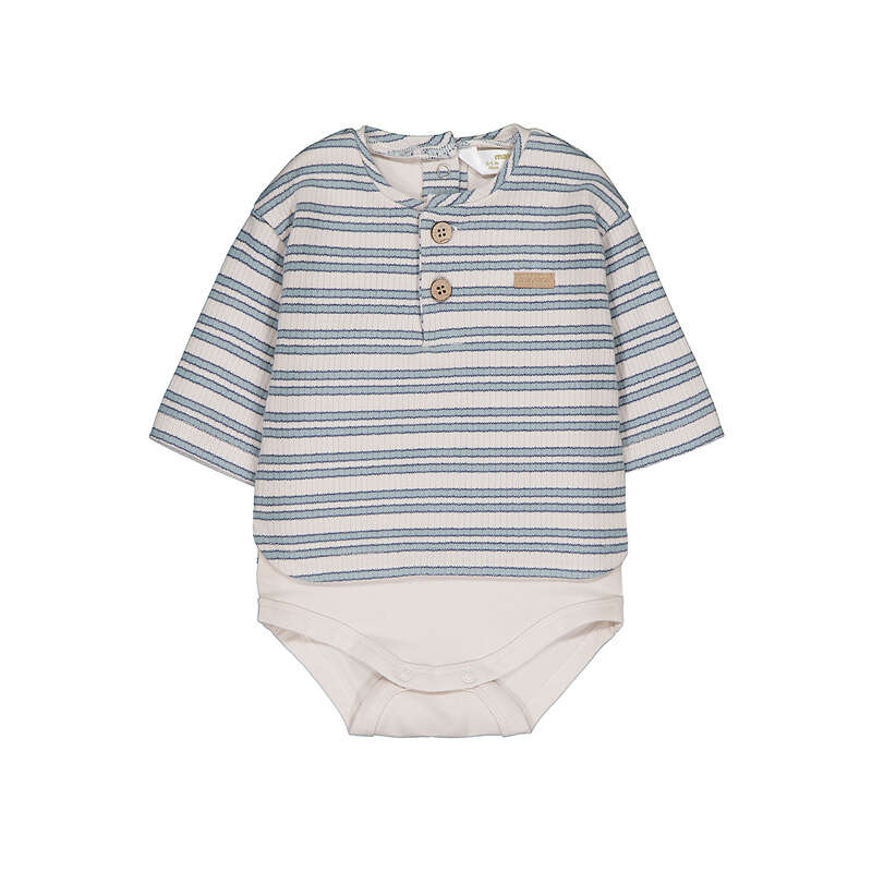 Body neonato a righe blu e bianco con bottoni