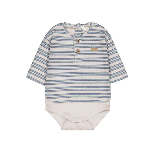 Body neonato a righe blu e bianco con bottoni