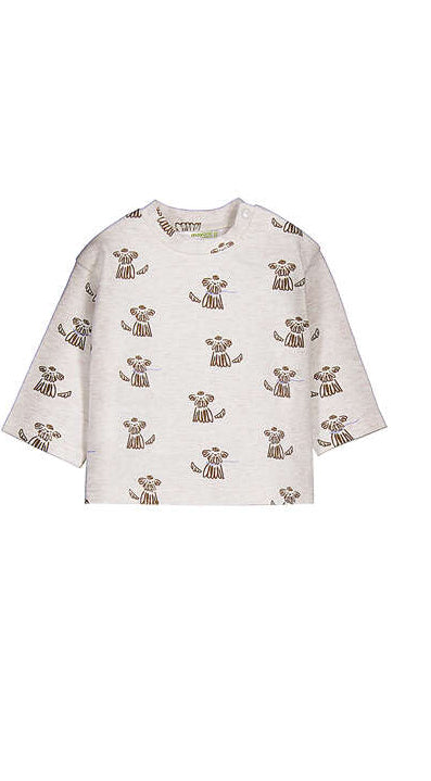 Felpa neonato bianca con stampa all-over cagnolini