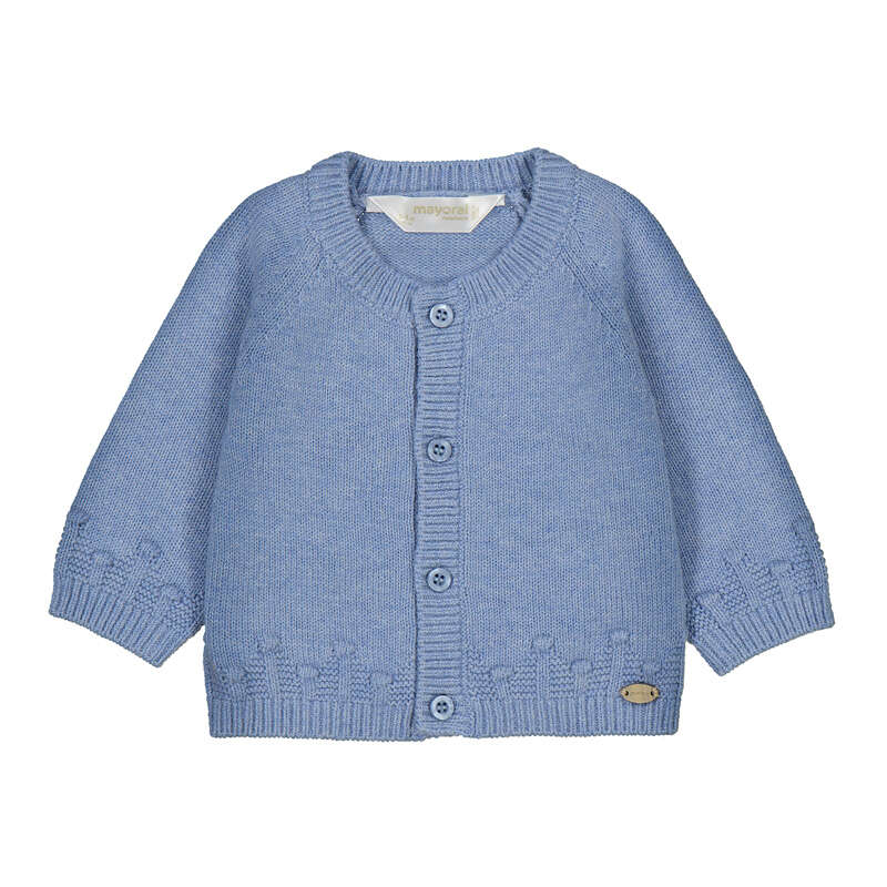 Cardigan neonato azzurro in maglia con bottoni Mayoral