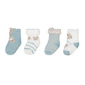 Set 4 paia calzini neonato Mayoral tema orsetto in azzurro e bianco con diverse fantasie coordinate