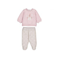 Set 2 pezzi neonata Mayoral: felpa rosa con applicazione castello da principessa e ghettine panna a pois con piedini