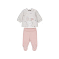 Set 2 pezzi neonata Mayoral: maglia panna a pois con coniglietto applicato e ghettine rosa cipria con piedini