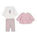 Coordinato 3 pezzi neonata rosa con giacchina, t-shirt e leggings