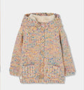 Giacchino Boboli bimba in maglia multicolore con cappuccio, vista davanti