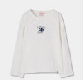 Maglia bianca ragazza Fleurs Club con stampa floreale