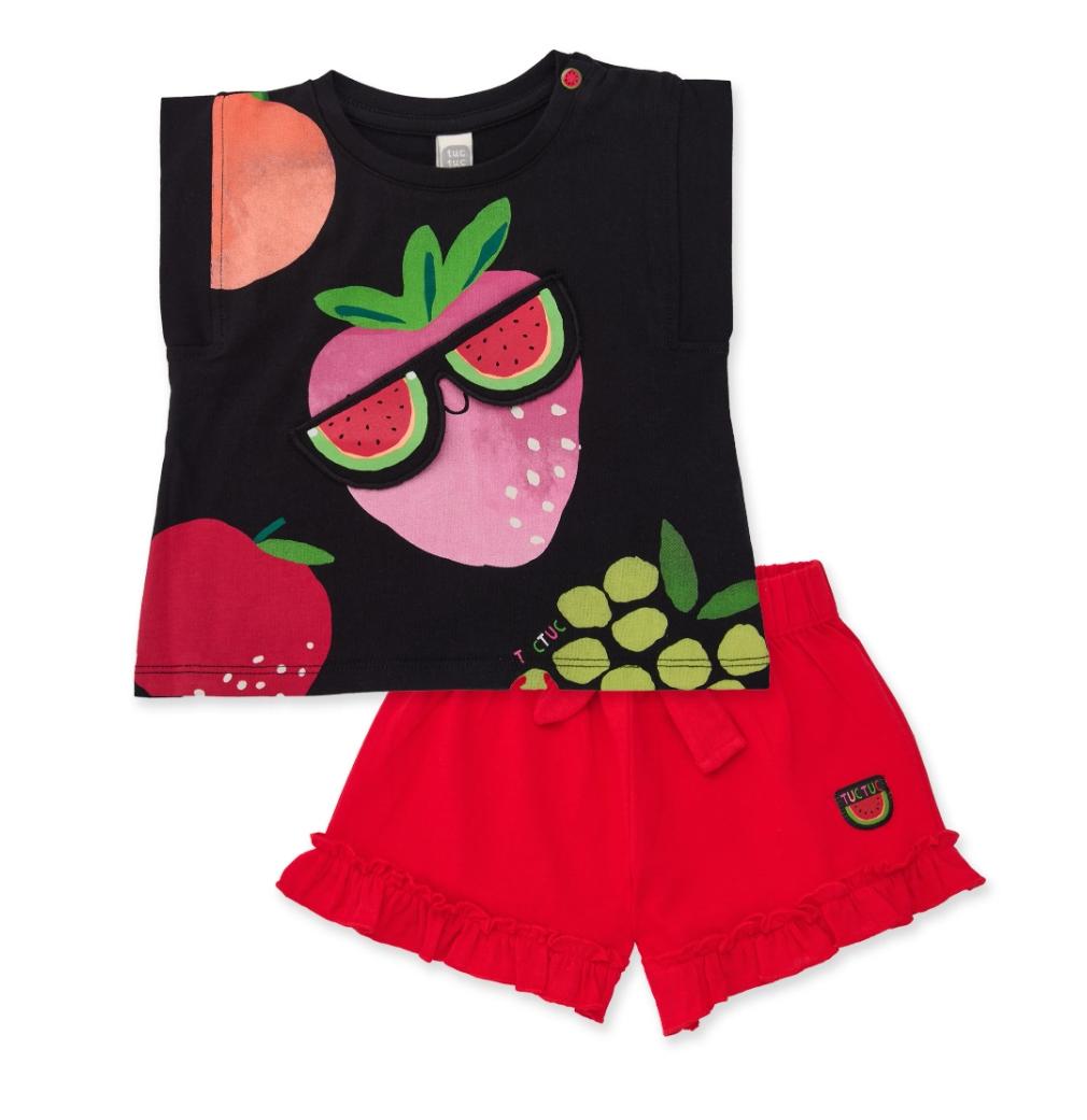 Completo da bambina in maglia con occhiali applicati Tuc Tuc