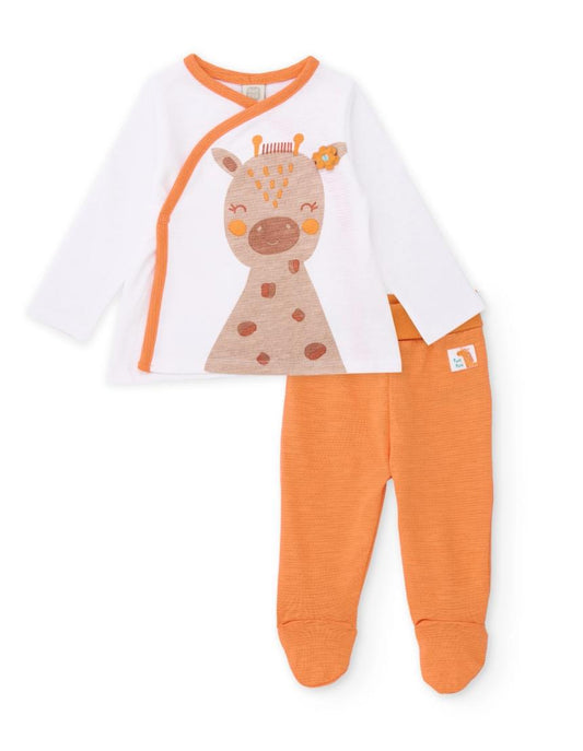 Completo in maglia per neonato con stampa di giraffa Tuc Tuc