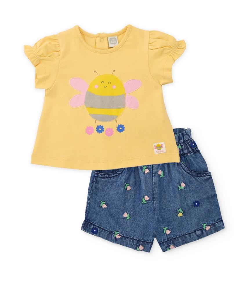 Completo in maglia per neonato con ricamo floreale