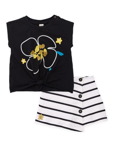Completo da bambina in maglia con motivo floreale Tuc Tuc