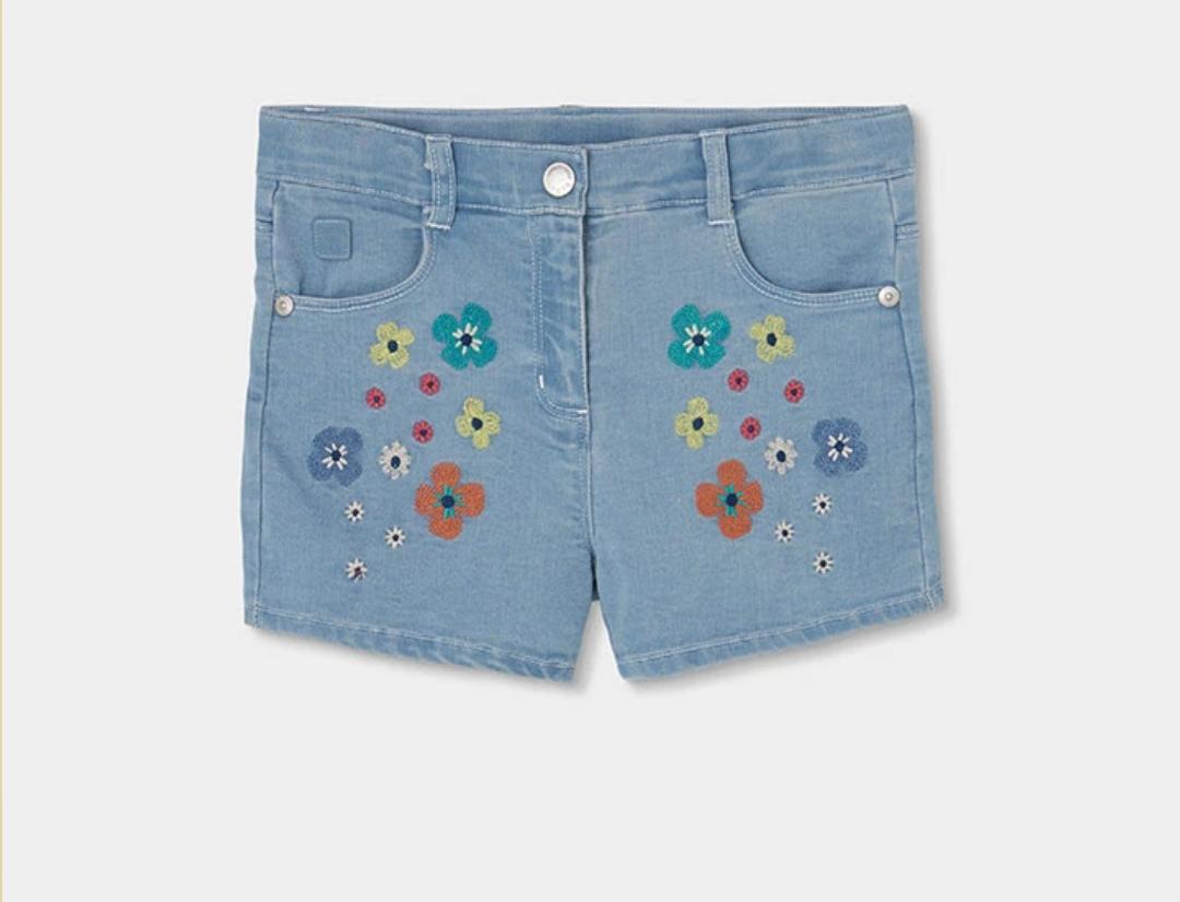 Short in denim con fiori Boboli