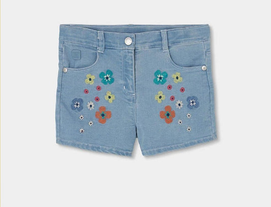 Short in denim con fiori Boboli