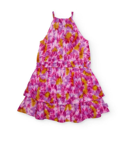 Vestito da bambina in tessuto piano con design tie-dye NATH by Tuc Tuc