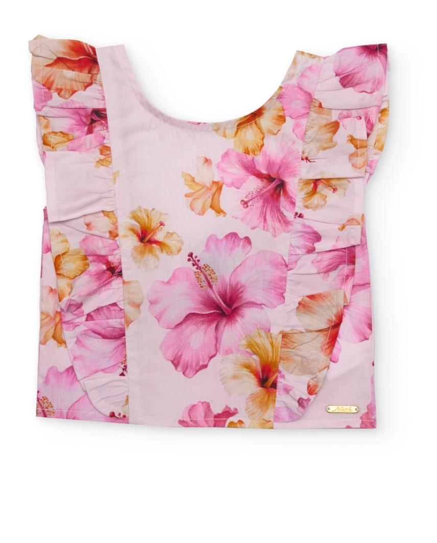 Camicia da bambina in tessuto piano con volant laterali NATH by Tuc Tuc