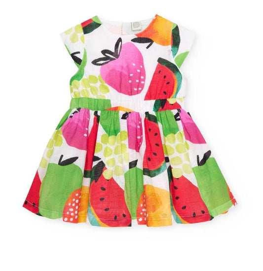 Vestito da bambina in tessuto con motivo di frutta Tuc Tuc