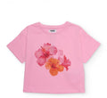 T-shirt da bambina in maglia con ibischi sul davanti NATH by Tuc Tuc