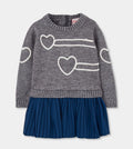 Abito grigio con gonna plissettata blu Bimba