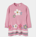 Abito rosa bambina a maniche lunghe con fiori