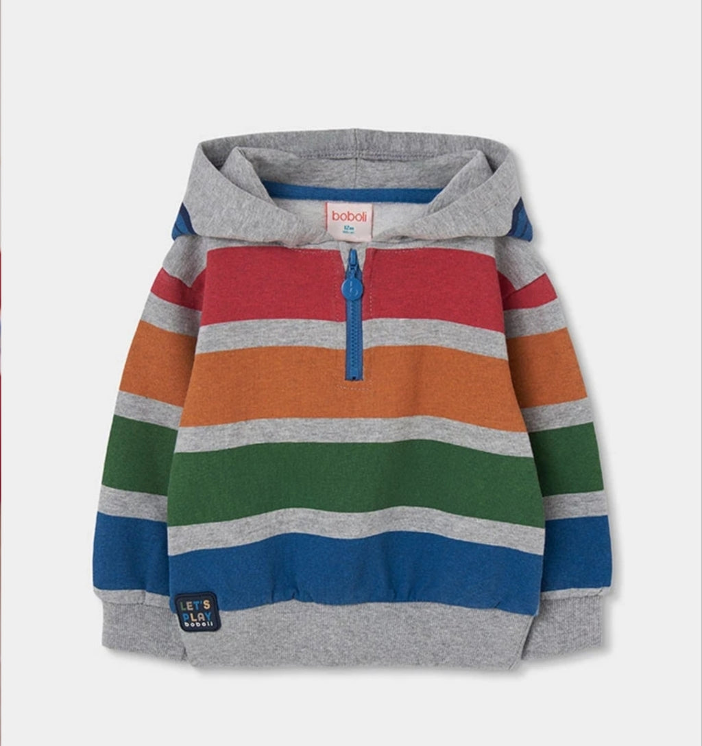 Completo bambino felpa Boboli a righe e pantaloni blu