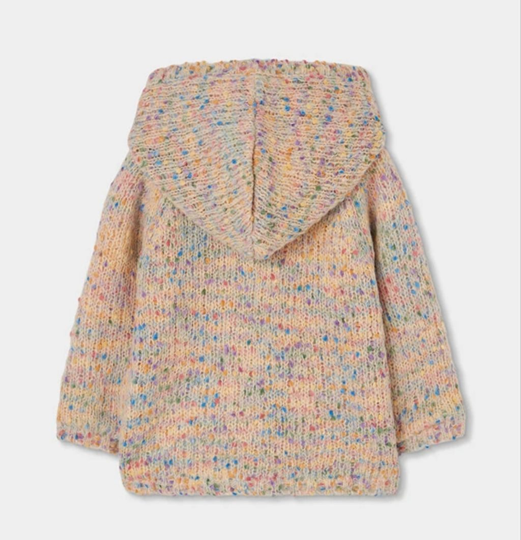 Giacchino Boboli bimba in maglia multicolore con cappuccio, vista retro