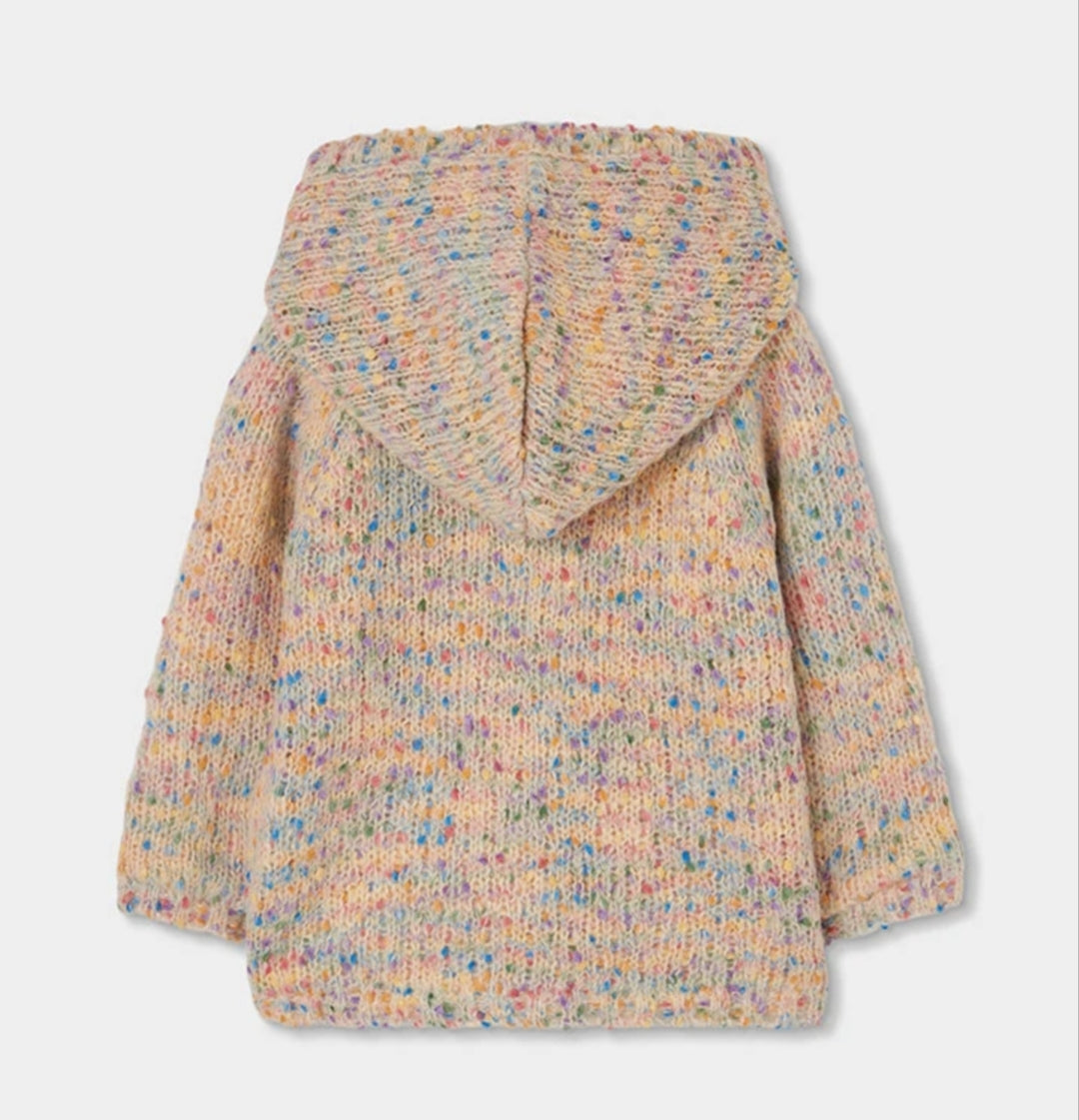 Giacchino Boboli bimba in maglia multicolore con cappuccio, vista retro