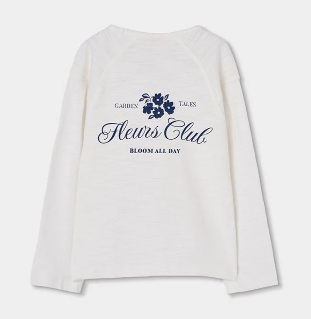 Maglia bianca ragazza Fleurs Club con stampa floreale