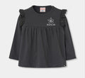 Completo bambina con maglia nera e gonna in denim
