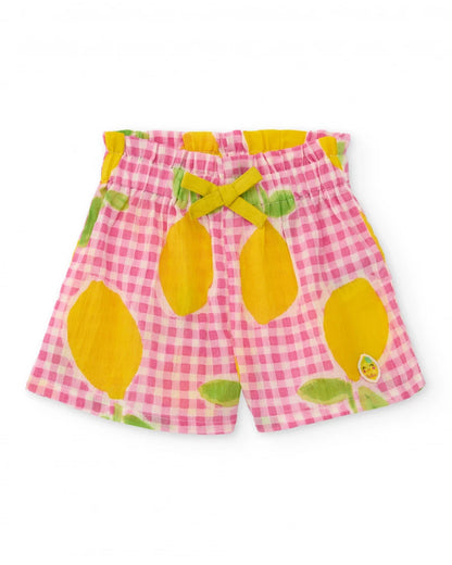 Completo da bambina in tessuto con motivo di limoni Tuc Tuc
