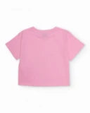 T-shirt da bambina in maglia con ibischi sul davanti NATH by Tuc Tuc